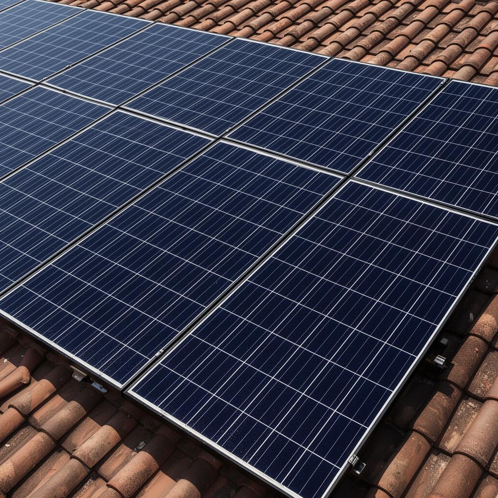 The same rooftop solar panels spotlessly clean after cleaning